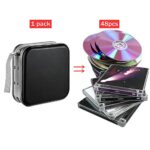 LIOVODE DVD Case, 48 Capacity CD Case Portable CD Case Holder Storage Hard Plastic DVD CD Wallet Holder Organizer for Car (Black)