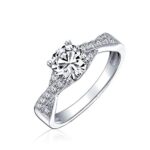 Personalized Round 2CT Solitaire AAA Cubic Zirconia Pave CZ Twist Criss Cross Infinity Engagement Ring For Women .925 Sterling Silver Customizable