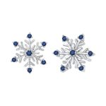 KATARINA 0.12 cttw Blue Diamond “Snow Flake” Earrings in 14K White Gold