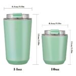 Puraville Insulated Tumblers with Lid, 14 oz Travel Coffee Mug Stainless Steel Vacuum Thermos Cup, 10/14 oz Leak Proof Reusable Double Walled Coffee Tumbler for Iced and Hot Drinks,Green