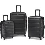 Samsonite 68311-1041 Omni Hardside Luggage Nested Spinner Set 20 Inch, 24 Inch, 28 Inch – Black Bundle w/Deco Gear Luggage Accessory Kit (10 Item)