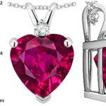 Star K 8mm Created Ruby Heart Pendant Necklace 10 kt White Gold