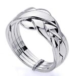 Rhodium Plated Sterling Silver Wedding & Engagement Ring 4 Bands Puzzle Ring 11MM (Size 6 to 11) Size 11
