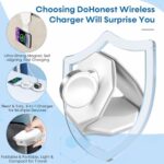 3 in 1 Wireless Charger for iPhone MagSafe Foldable – Magnetic Travel 18W Fast Charging Station Soft Silicone Sleep-Friendly Portable Charger Stand for iPhone 15/14/13/12 Apple Watch AirPods Pro Qi