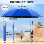 NBtoUS 2 PACK Beach Umbrella with Universal Clamp, UPF 50+ 360 ° Adjustable Shade Umbrella，Portable Outdoor Umbrella for Camping Chair, Wheelchair, Patio Chairs, Golf Carts (Blue, Not Include Chair)
