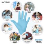 SAFESKIN Nitrile Disposable Gloves in Pack of 50, Medium Duty, Small Size, Powder Free – Food Handling, First Aid, Cleaning