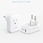 Anker Travel Adapter, 15W Max with 2 AC, 2 USB-C, and 1 USB-A Port, USA to Europe International Plug Adapter, Ideal for iPhone 15, iPad Air, and More, Compact for Travel, Cruise (TUV Listed)