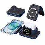 Charging Station for Apple Multiple Devices, 3 in 1 Magnetic Wireless Charger Dock for iPhone 15/14/13/12/Pro/Plus/Max, Travel Charger for Apple Watch 9/8/Ultra 2/7/6/SE/5/4/3 & AirPods 1/2/3/Pro