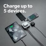 SnapWireless PowerPack Universal – 5 in 1 Travel Charger | Universal Travel Adapter | Travel Power Bank | Included Adapter Plug (Midnight Black)