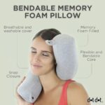 Dot&Dot Twist Memory Foam Travel Pillow for Neck, Chin, Lumbar and Leg Support – Neck Pillows for Sleeping Travel Airplane for Side, Stomach and Back Sleepers – Adjustable, Bendable Roll Pillow