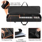 GRAOSO Padded 88 Key Keyboard Case, Soft Piano Bag with Padded Handle and Detachable Shoulder Strap, Travel Keyboard Gig Bag with 6 Bottom Feet and 3 Front Pockets for Cable, Sheet Music, Black