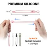 Nearockle 24Pcs Silicone Cable Straps Cord Organizer for Bundling Earphone, Phone Charger, Computer Cords, Reusable Cable Ties Wire Organizer in Home,Office,Kitchen,School (4 Colors)