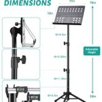 70 in Vekkia Sheet Music Stand-Metal Professional Portable Perforated Music Stand with Carrying Bag,Folding Adjustable Music Holder,Super Sturdy suitable for Instrumental Performance & Band & Travel