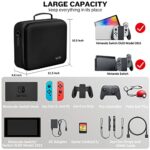 VORI Carrying Case for Nintendo Switch/Switch OLED Model (2021), Hard Travel Storage Protective Case with Handle and Shoulder Strap for Pro Controller, Poke Ball Plus and Switch Accessories, Black