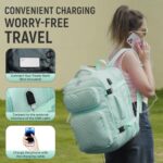 DWQOO Travel Backpack for Women, Flight Approved Carry on Backpack, Large Expandable Suitcase Backpack, 17.3″ Laptop Backpack with USB Charging Port for Weekender Business Camping Hiking, Light Cyan