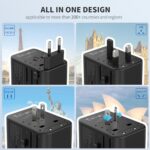 EPICKA Universal Travel Adapter, GaN International Plug Adapter with 3 USB-C 70W PD Fast Charging & 2 USB-A Adaptor All-in-one Wall Charger for USA EU UK AUS (TA-105 Pro, Black)