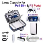 Hard Shell Carrying Case for PS5 Slim & PlayStation Portal, Protective Portable Travel Storage Bag Hold PlayStation 5 Slim Console Disc/Digital Edition, Controller, Base, Game Accessories, Shockproof