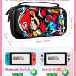 Xinocy Carrying Case for Nintendo Switch/Switch OLED Travel Carry Cases for Kids Boys Teen Girls Cute Kawaii Design Aesthetic Portable Hard Shell Covers Pouch Storage Bag for Nintendo Accessories