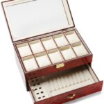 Diplomat Burl Wood 10 Watch and Pen Storage Chest