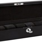 Diplomat 31-446 Carbon Fiber Six Watch Case with Black Suede Interior Watch Case