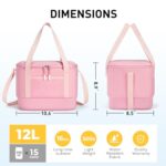TOURIT 12L Carry Out Soft Cooler Insulated Travel Bag Lunch Cooler for Outdoor, Camping, Picnic, Travel, Pink