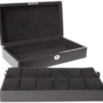 Diplomat 31-448 Carbon Fiber Twelve Watch Case with Black Suede Interior Watch Case