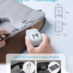 [1-Pack] European Travel Plug Adapter, VINTAR Foldable International Power Plug with 2 AC Outlets 3 USB Ports(2 USB C), Type C Travel Essentials Charger for US to Most of Europe EU Italy Spain France