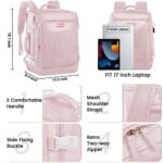 JCDOBEST Travel Backpack for Women, Carry On Backpack with USB Charging Port, TSA 17inch Laptop Backpack Flight Approved, College Nurse Bag Casual Daypack for Weekender Business Hiking, Pink