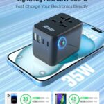 PD35W Universal Travel Adapter, SUPERDANNY International Plug Adapter, 2 USB-A & 3 USB-C Fast Charging, Worldwide All-in-One Travel Accessories Outlet Converter for US to UK EU AUS (Plug Type C/G/A/I)