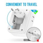 European Travel Plug Adapter,Foldable 4AC International Power Plug Adapter with USB C, Type C Outlet Adaptor Charger for US to Most Europe EU Iceland France Germany Spain Italy Travel