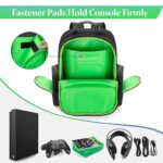 PGmoon Game Backpack Compatible with Xbox One/One S/ One X, Xbox Series S, Xbox 360/ 360 Slim, Travel Carrying case with Multiple Pockets for 15.6’’ Laptop, Controllers, Cables (Patent Design)
