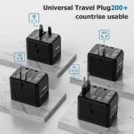 Super Electro Universal Travel Adapter, 6A 3USB-A+1USB-C PD30W Power Adaptor Travel Worldwide, All in One European Travel Plug Adapter Voltage Converter for Over 200 Countries (USA UK EU AUS)