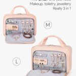 OlarHike Travel Toiletry Hanging Bag Waterproof Bags, Makeup bag, Toiletries, Jewelry, Travel Essentials 3 in 1 Packing Organizers, Cosmetic Travel-Sized Container, Medium Capacity for Women pink
