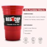 Red Cup Living Set of 2 -32 Oz Reusable Party Mug, Glass & Tumbler | Ideal for Adults, Reusable Drinking Supplies for Birthday Party, Camping, Travel Outdoors |Durable & Unbreakable, BPA Free