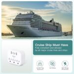 Cruise Ship Essentials – Cruise Approved Power Strip Non Surge Protector, Travel Plug Adapter with 3 Outlets 4 USB (2 USB-C), Foldable Outlet Extender for Travel Cruise Must Have
