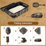 Folding Portable Cat Litter Box with Lid, 16′ * 12′ * 6′ inch, Collapsible Cat Travel Litter Box with Zipper, No Leakage, Lightweight, Easy to Use
