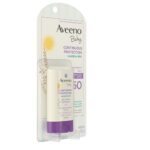 Aveeno Baby Continuous Protection Mineral Sunscreen Stick for Sensitive Skin with Broad Spectrum SPF 50 Protection for Face & Body, Naturally Sourced 100% Zinc Oxide, Travel Size, 0.47 oz
