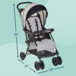Kolcraft Cloud Plus Lightweight Toddler Umbrella Baby Stroller with Large Storage Basket and Canopy, Reclining Seat, Child and Parent Trays, Compact Easy Fold for Summer Travel – Slate Gray