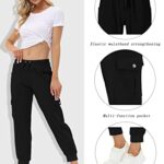 MoFiz Womens Lightweight Hiking Pants with Pockets Quick Dry Athletic Outdoor Summer Travel Casual Sweatpants Cargo Pant for Women Black 2XL