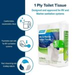 Camco Marine & RV Toilet Paper – 4-Rolls – 1-Ply Quick Dissolve RV & Marine Septic Safe Bath Tissue – Dye & Fragrance Free – 280 Sheets Per Roll (40275)