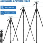 JOILCAN Tripod Camera Tripods, 74″ Tripod for Camera Phone Video Recording, Heavy Duty Cameras Tripod Stand, Professional Travel DSLR Tripods Compatible with Canon iPhone, Max Load 15 LB