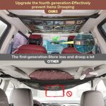 Upgrade Car Ceiling Cargo Net Pocket,31.5″x21.6″ Strengthen Load-Bearing and Double-Layer Mesh Car Roof Storage Organizer,Truck SUV Van Travel Long Road Trip Camping Interior Accessories