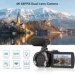 Weochi Video Camera, Camcorder 4K, 64MP 30FPS Dual Lens Camera with Wireless Mic for Vlogging YouTube, Ultra HD 3 Inch Screen 21X Digital Zoom, Video Recorder Camera with 64GB SD Card